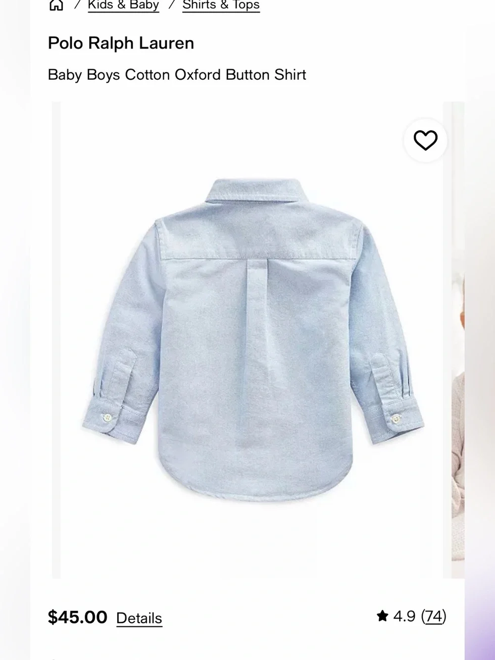 18 mos NWT Ralph Lauren Light Blue Button-Down Oxford Shirt